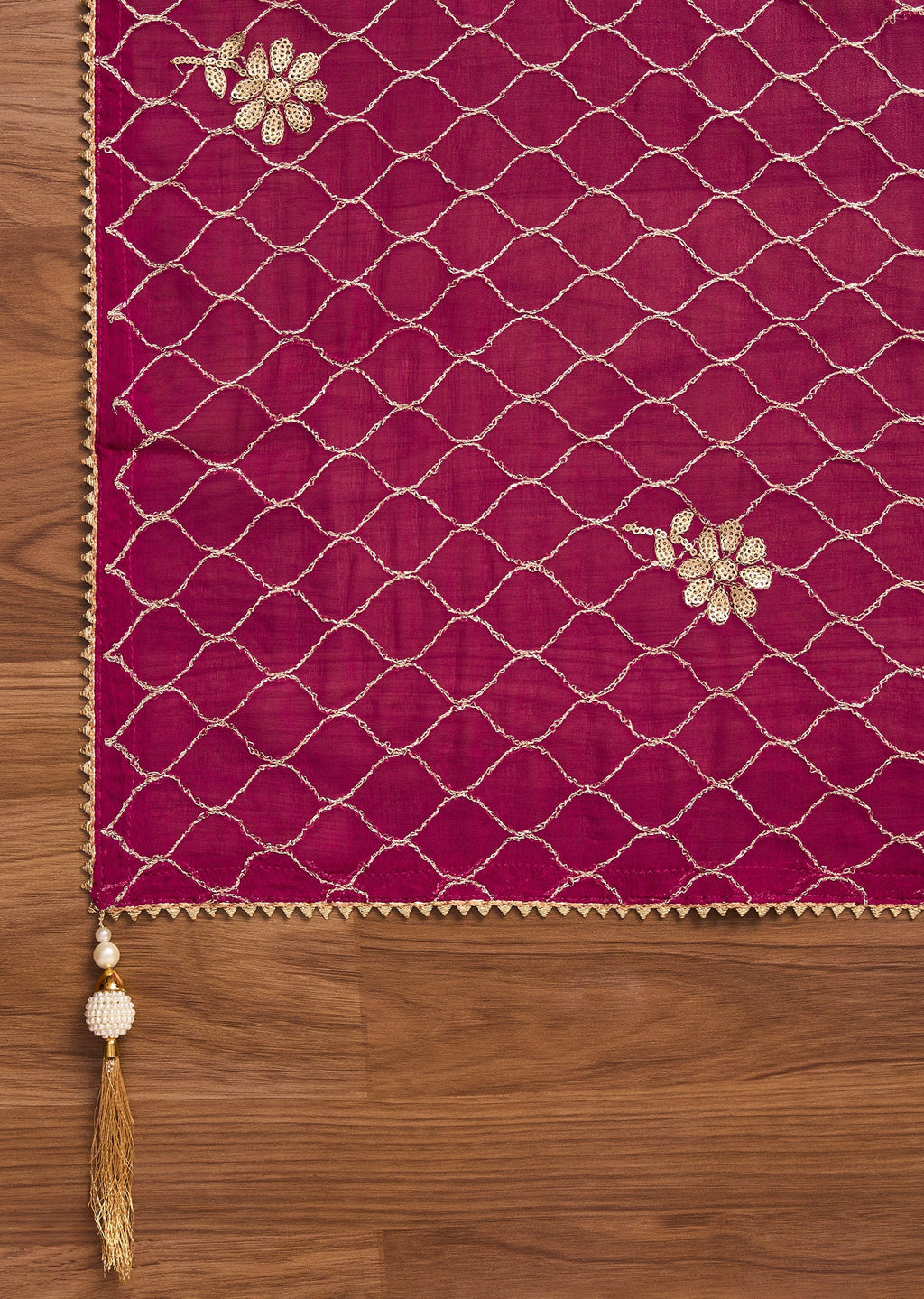 Magenta Chanderi Unstitched Suit With Dupatta