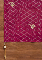 Magenta Chanderi Unstitched Suit With Dupatta