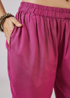 Magenta Modal Kurta Set With Embellished Work