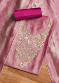 Magenta Tissue Embroidered Unstitched Suit Set