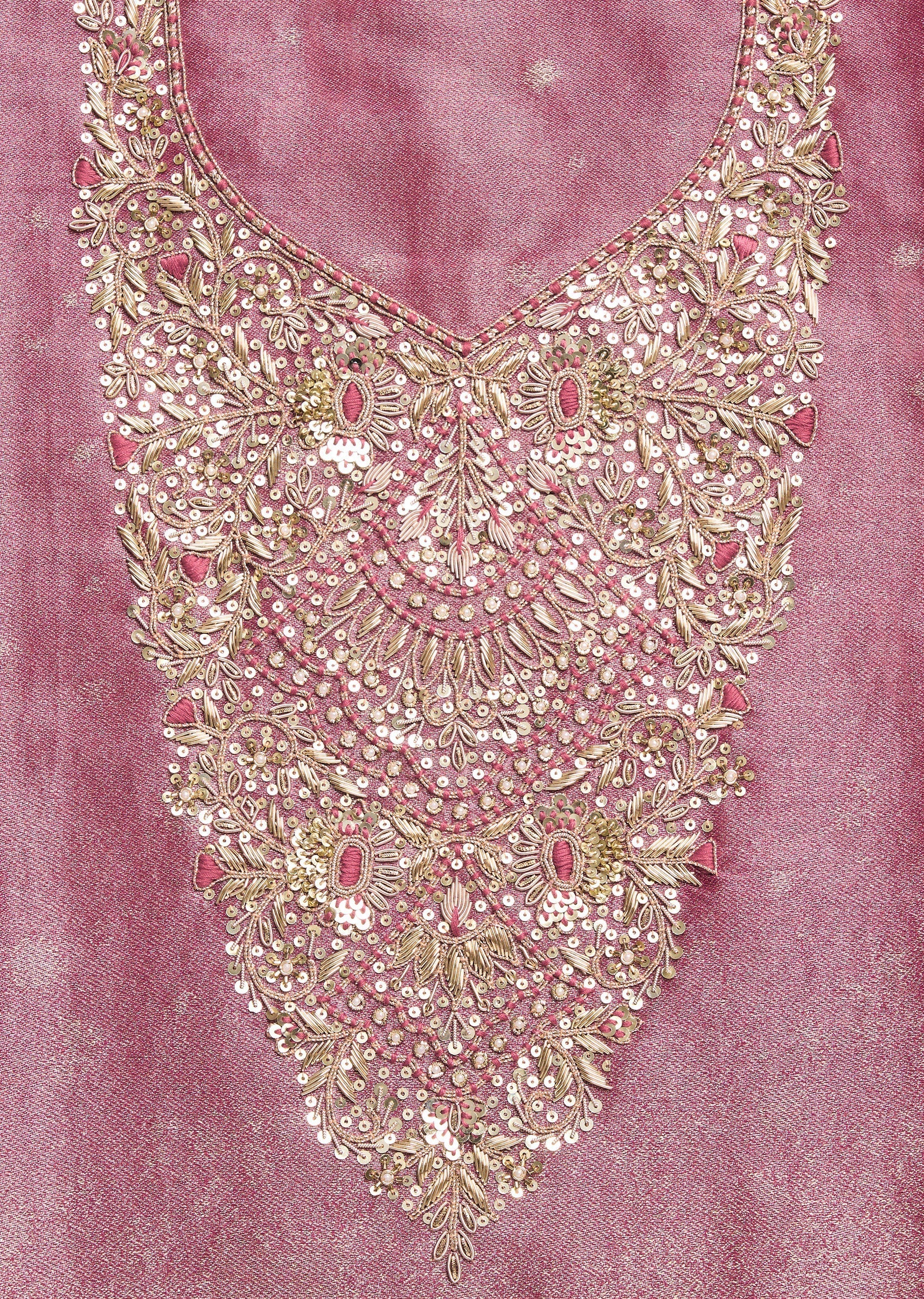 Magenta Tissue Embroidered Unstitched Suit Set