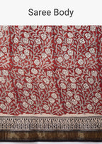 Maroon Block Printed Motif Saree with Unstitched Blouse