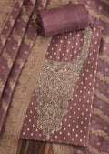 Maroon Chanderi Unstitched Suit