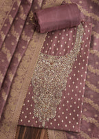Maroon Chanderi Unstitched Suit