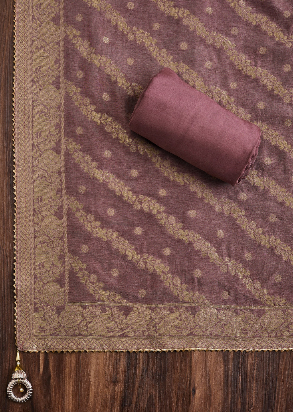 Maroon Chanderi Unstitched Suit