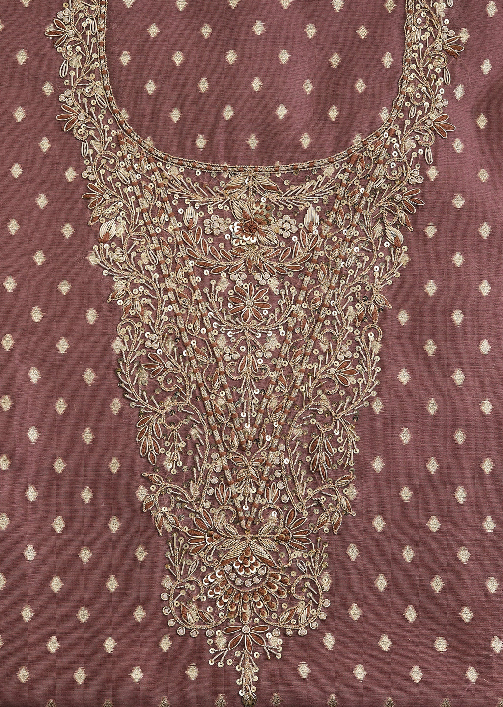 Maroon Chanderi Unstitched Suit