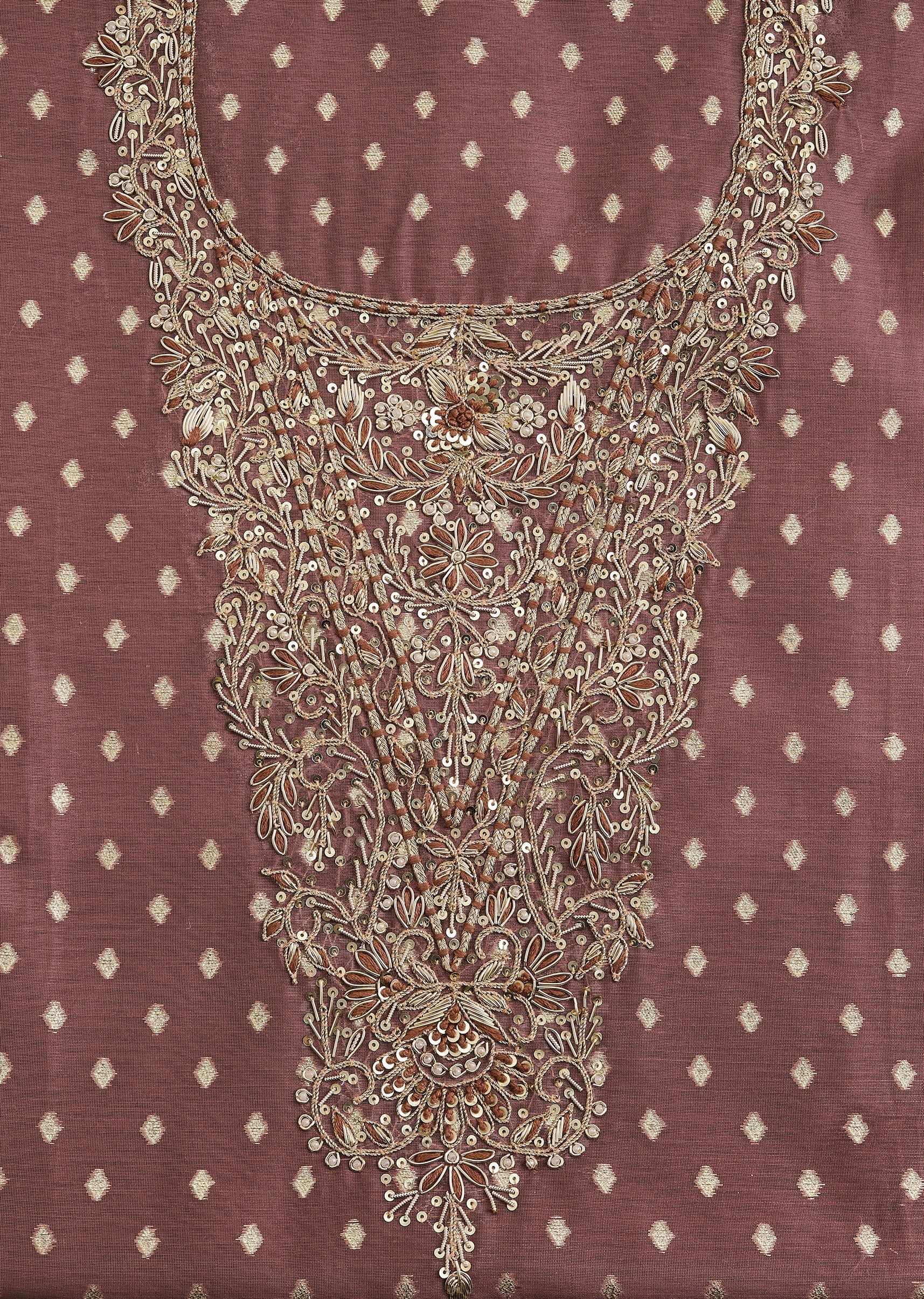 Maroon Chanderi Unstitched Suit