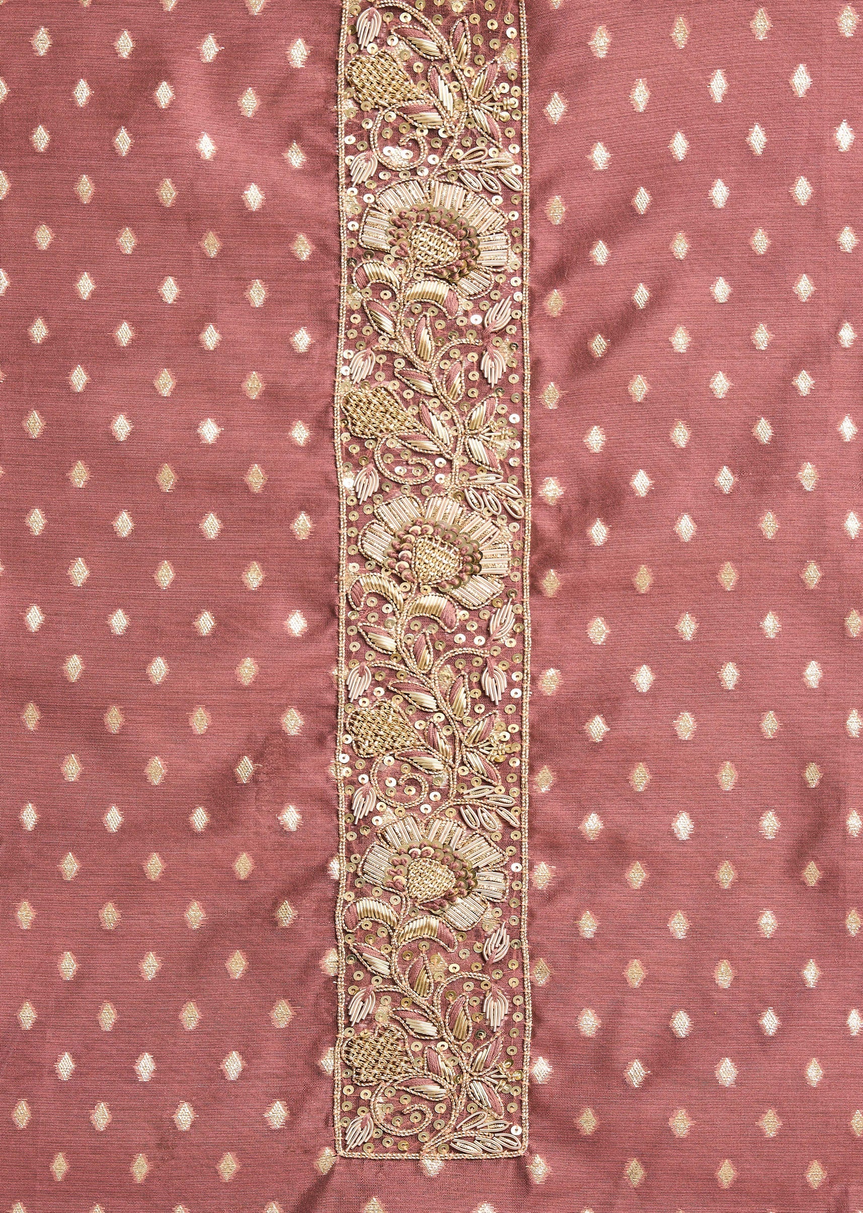 Maroon Chanderi Unstitched Suit With Dupatta