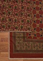 Maroon Cotton Printed Unstitched Suit with Dupatta and Bottom Fabric