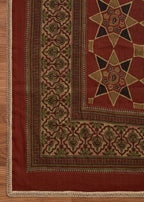 Maroon Cotton Printed Unstitched Suit with Dupatta and Bottom Fabric