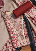 Maroon Cotton Printed Unstitched Suit With Dupatta
