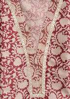 Maroon Cotton Printed Unstitched Suit With Dupatta