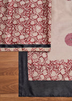 Maroon Cotton Printed Unstitched Suit With Dupatta