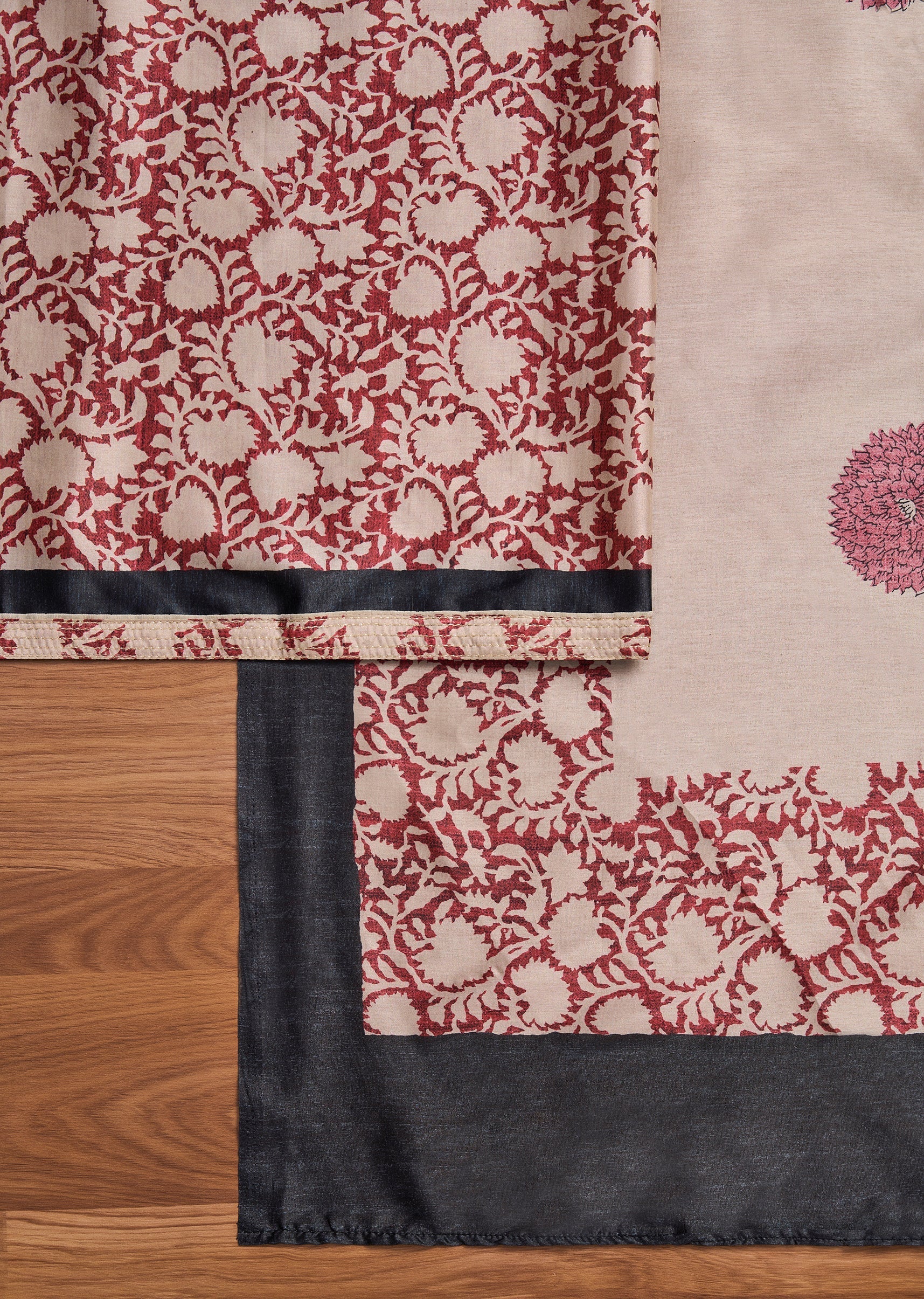 Maroon Cotton Printed Unstitched Suit With Dupatta