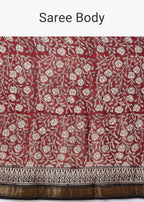 Maroon Printed Saree with Unstitched Blouse