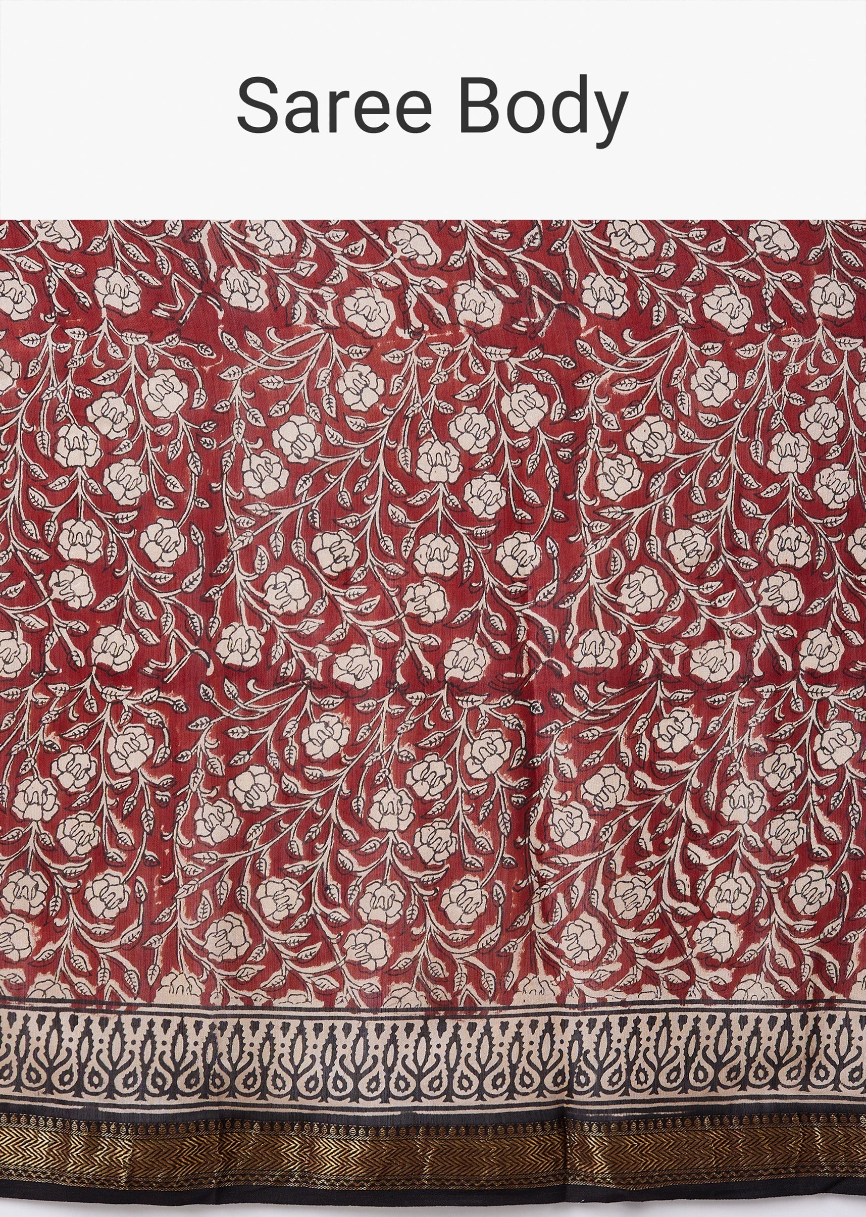 Maroon Printed Saree with Unstitched Blouse