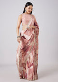 Mauve Abstract Printed Saree with Blouse