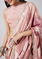 Mauve Abstract Printed Saree with Blouse