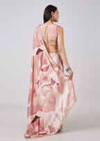 Mauve Abstract Printed Saree with Blouse