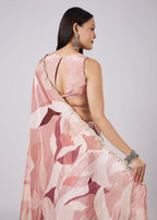 Mauve Abstract Printed Saree with Blouse