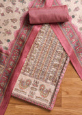 Mauve Cotton Unstitched Suit With Dupatta