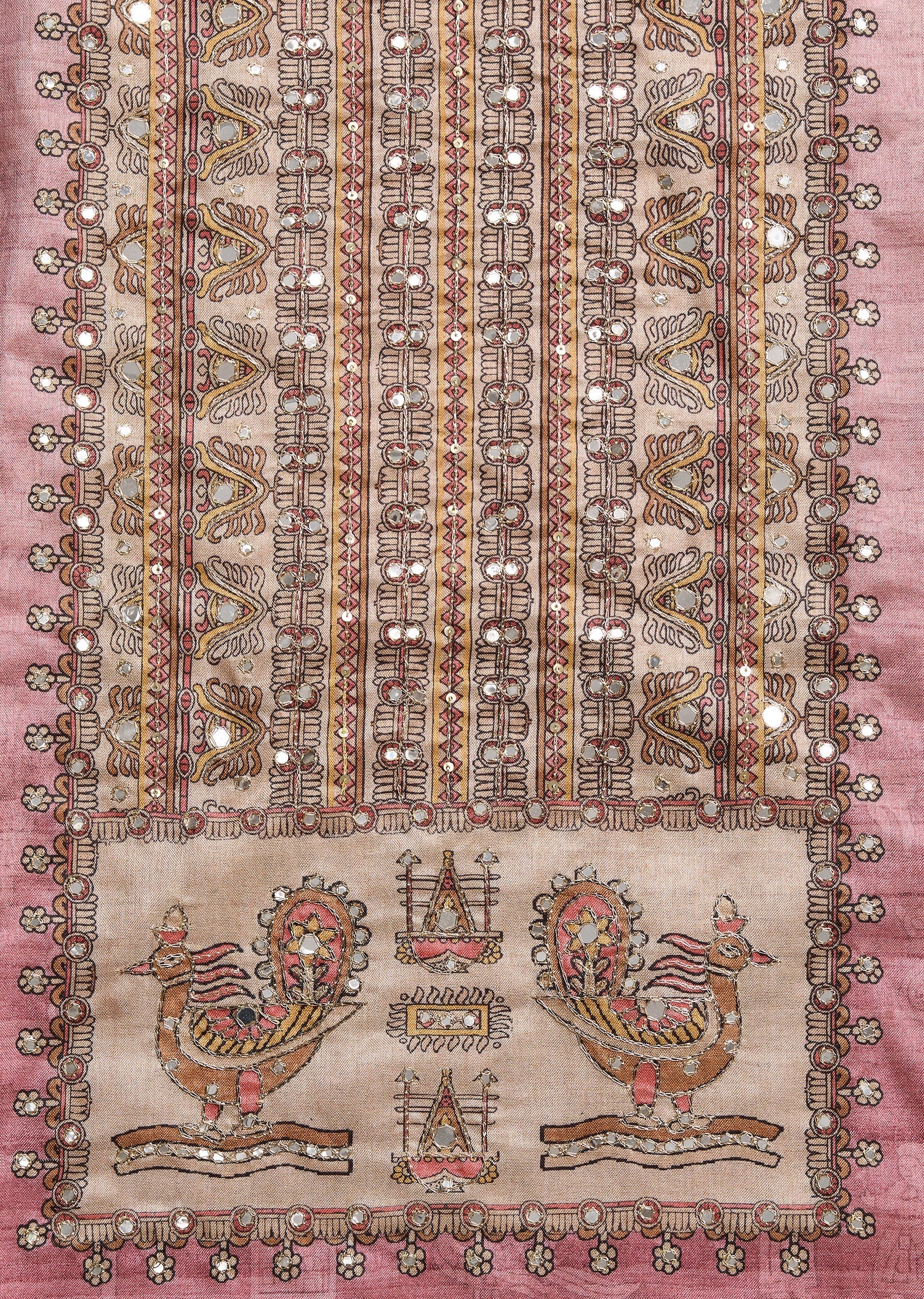 Mauve Cotton Unstitched Suit With Dupatta