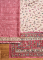 Mauve Cotton Unstitched Suit With Dupatta