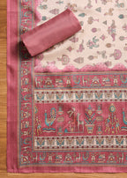 Mauve Cotton Unstitched Suit With Dupatta