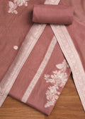 Mauve Unstitched Cotton Suit With Dupatta