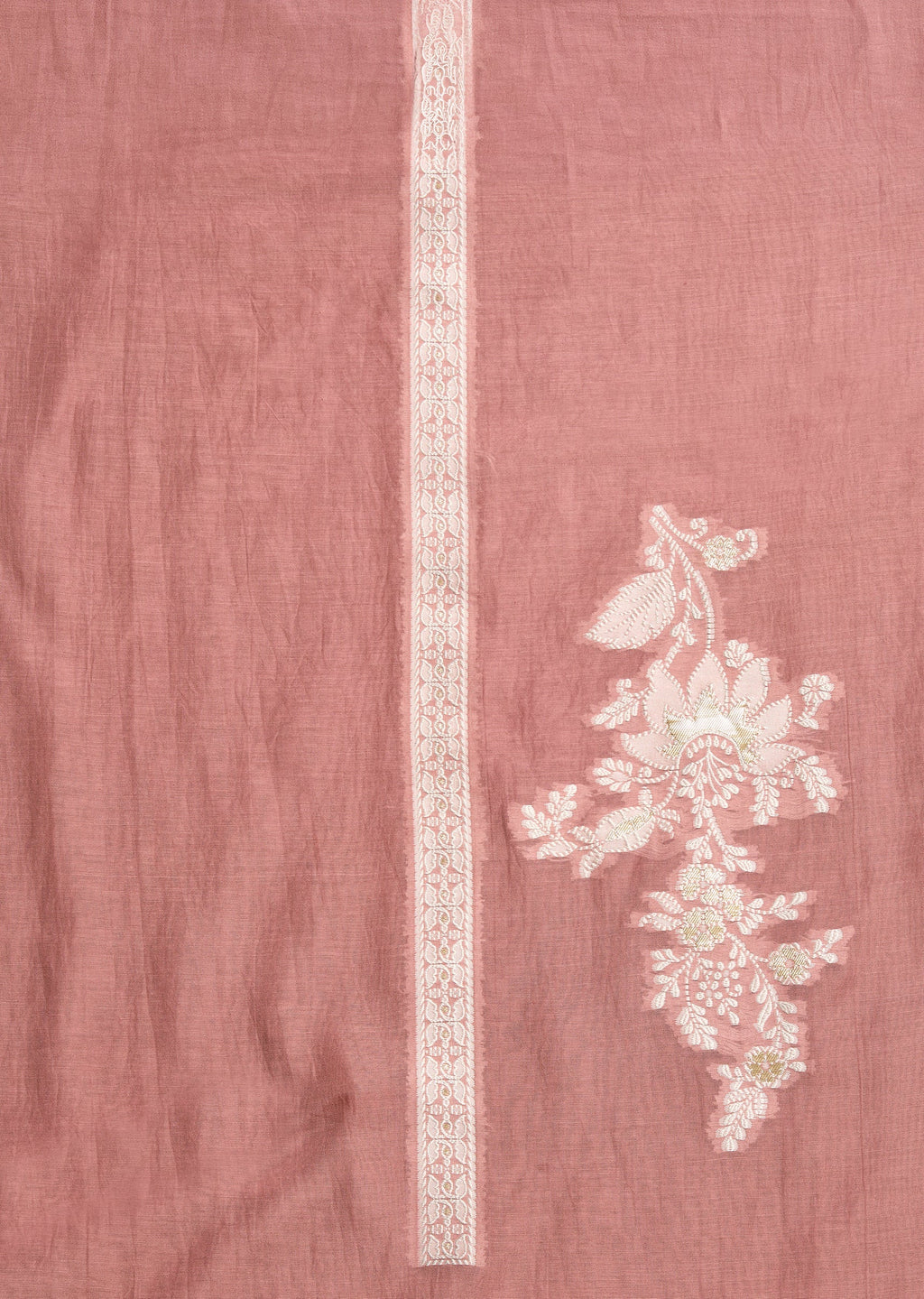 Mauve Unstitched Cotton Suit With Dupatta