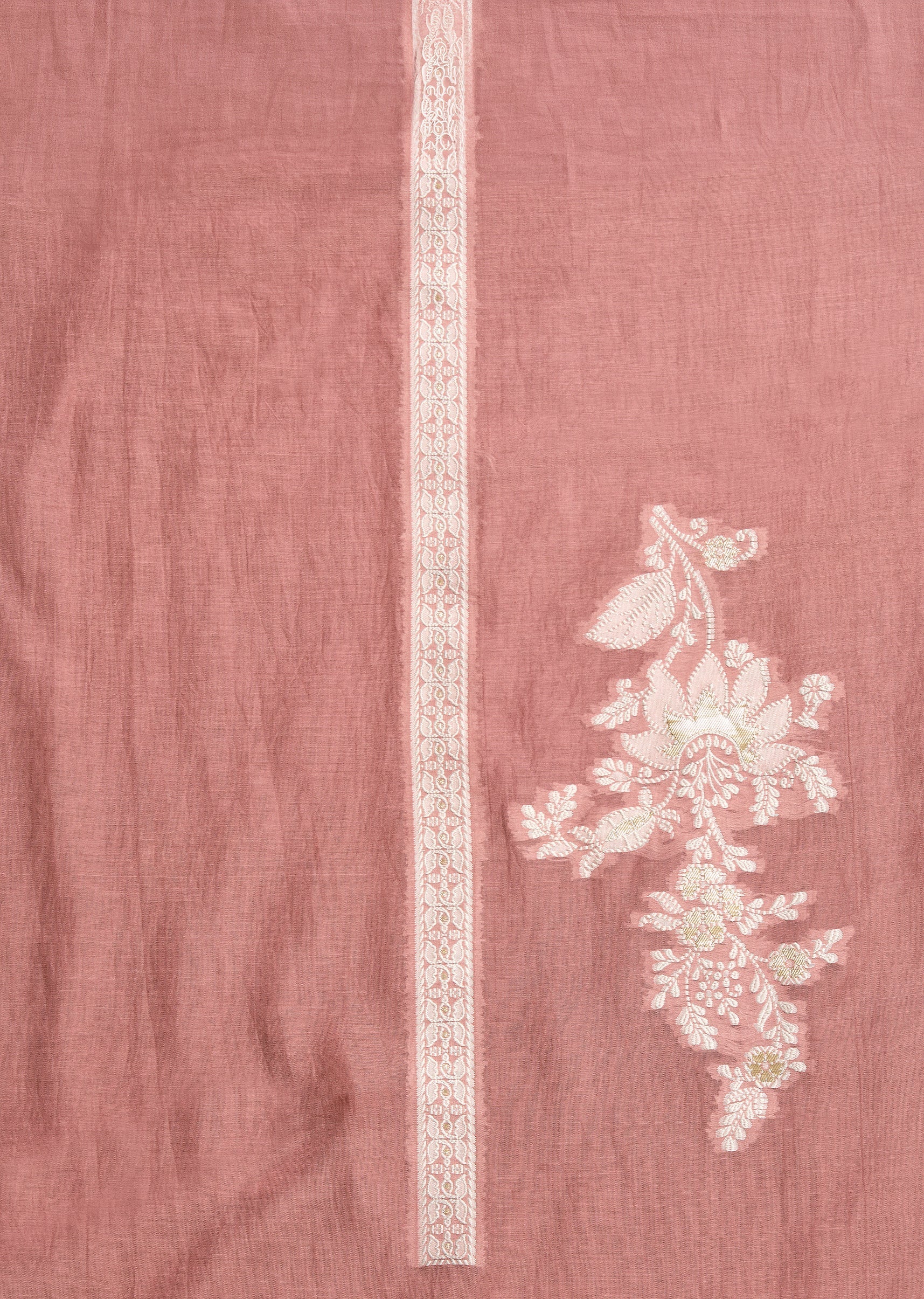 Mauve Unstitched Cotton Suit With Dupatta
