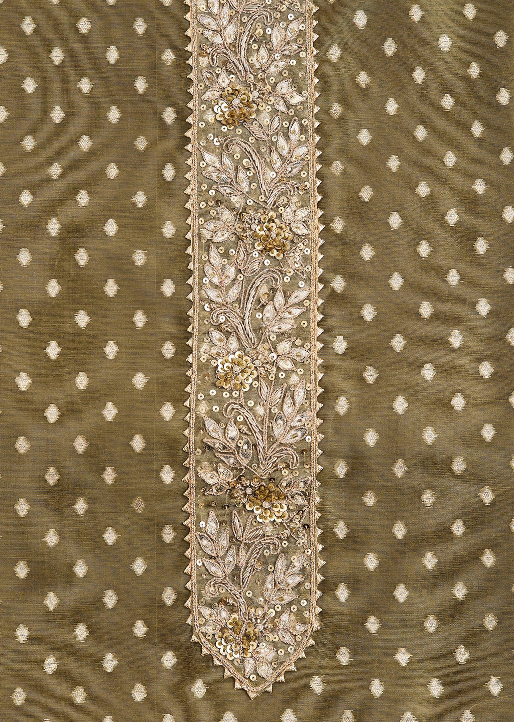 Mehendi Green Chanderi Unstitched Suit