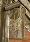 Mehendi Green Tissue Unstitched Suit With Dupatta