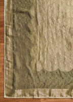 Mehendi Green Tissue Unstitched Suit With Dupatta