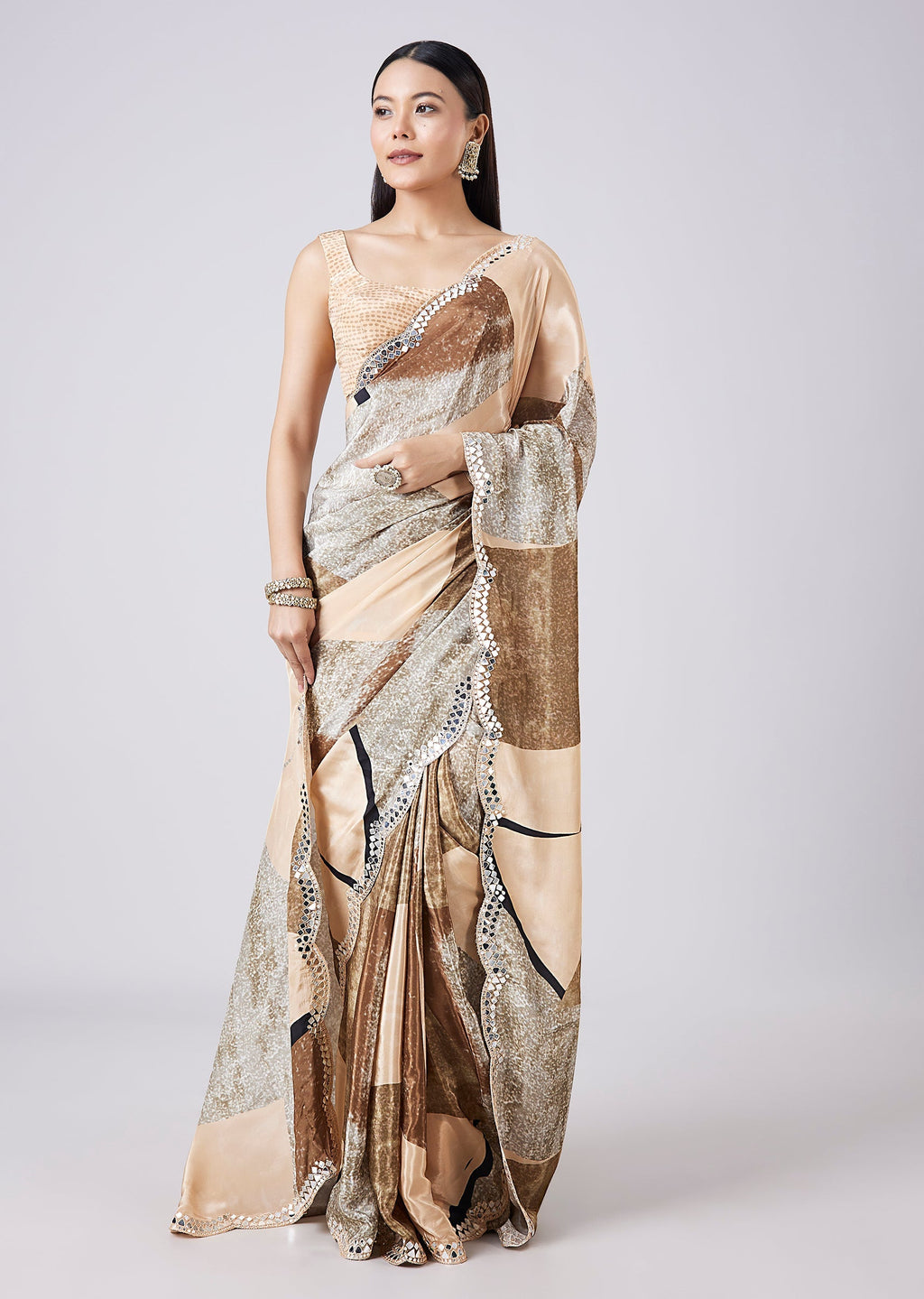 Multicolor Abstract Print Saree with Blouse