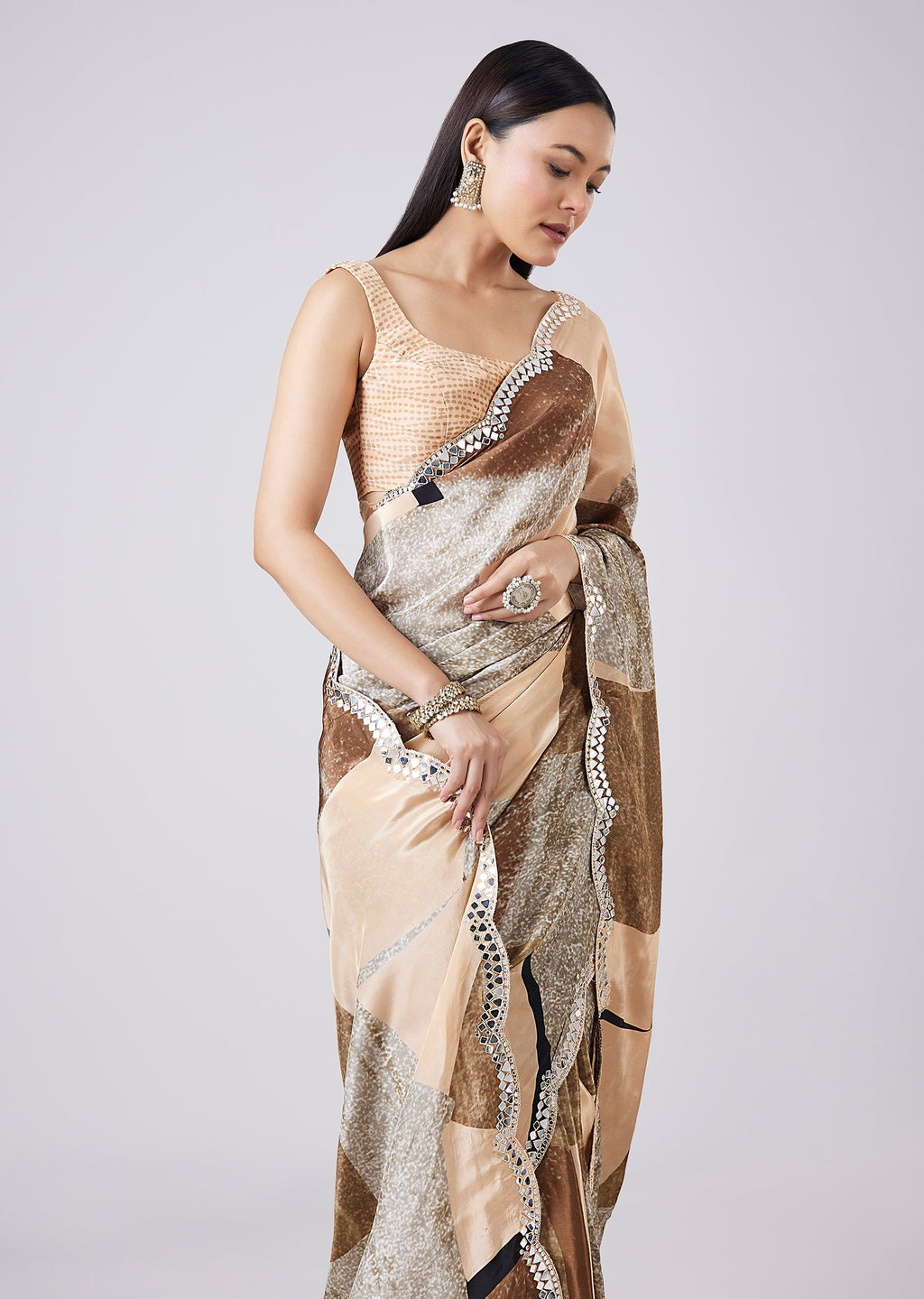 Multicolor Abstract Print Saree with Blouse
