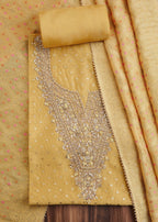 Mustard Yellow Chanderi Unstitched Suit