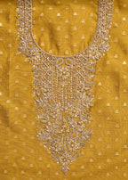 Mustard Yellow Chanderi Unstitched Suit With Dupatta