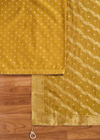 Mustard Yellow Chanderi Unstitched Suit With Dupatta