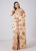 Peach Floral Printed Saree with Blouse