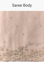 Peach Tissue Organza Cutwork Saree with Unstitched Blouse Fabric
