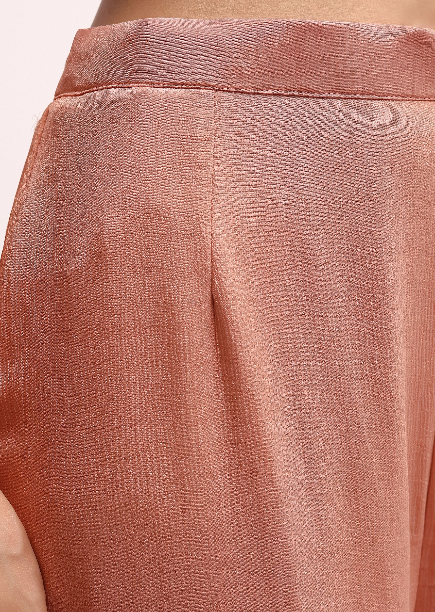 Peach Embroidered Kurta Sharara Set
