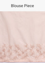 Peach Organza Embroidered Saree With Unstitched Blouse