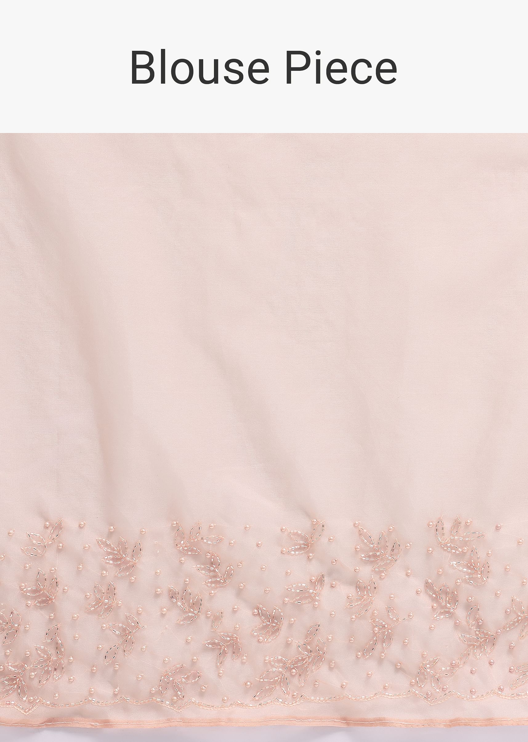 Peach Organza Embroidered Saree With Unstitched Blouse