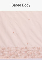 Peach Organza Embroidered Saree With Unstitched Blouse