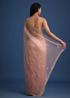 Peach Tissue Silk Cutdana Work Saree With Embellished Scallop Border