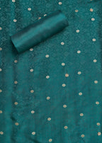 Peacock Blue Crepe Unstitched Suit With Dupatta and Bottom Fabric