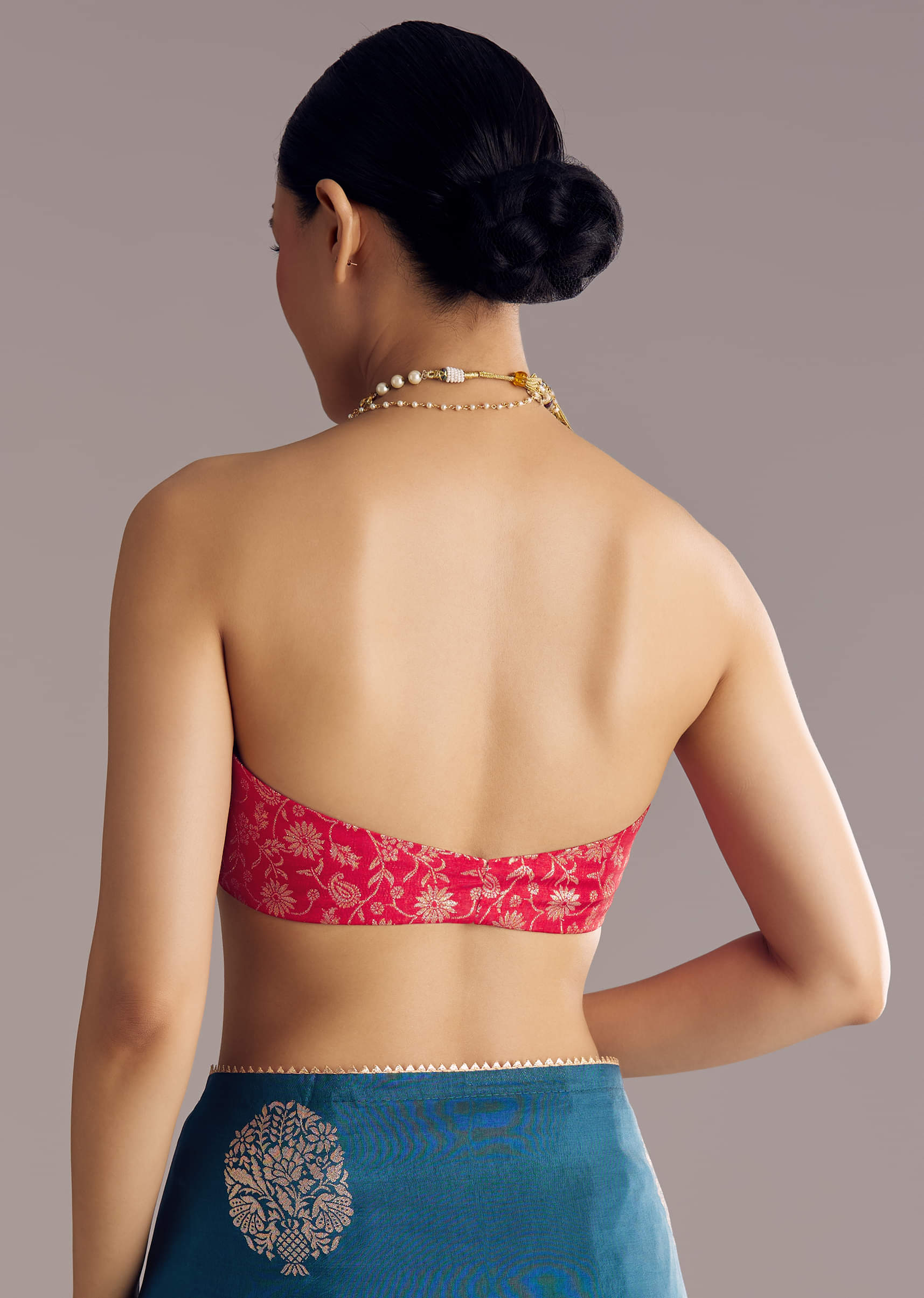 Peacock Blue Dola Silk Brocade Saree With Gotapatti Border