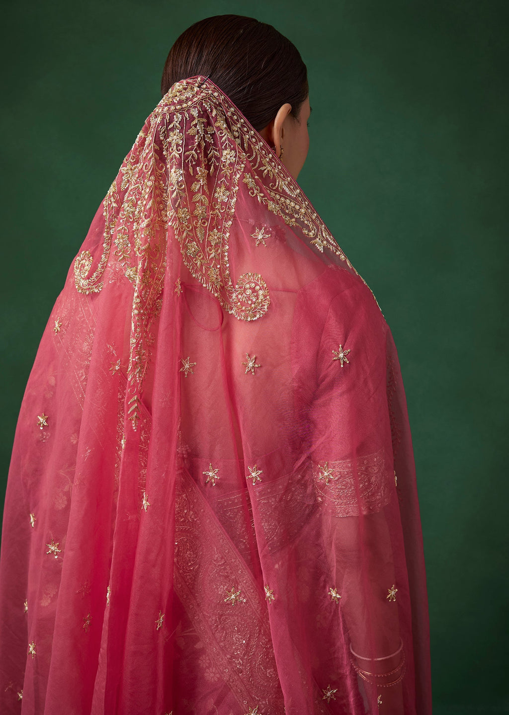 Pink Banarasi Silk Floral Jaal Weave Saree with Unstitched Blouse