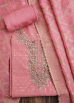 Pink Chanderi Unstitched Suit